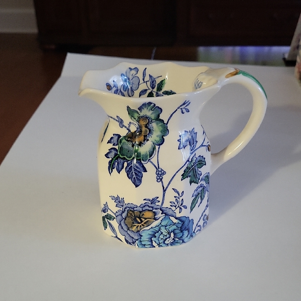 Mason Blue and Green Ceramic Floral Teapot Art